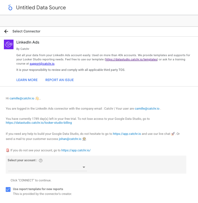 Configure ad account selection