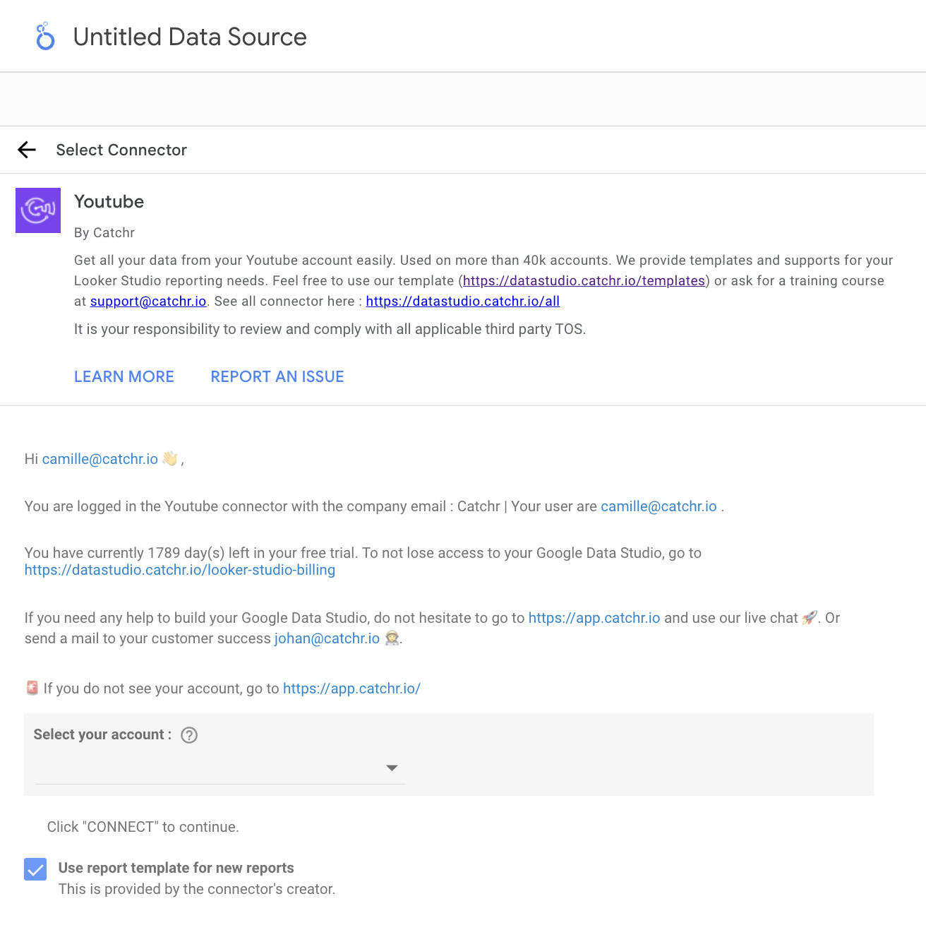 Select Youtube channel(s)