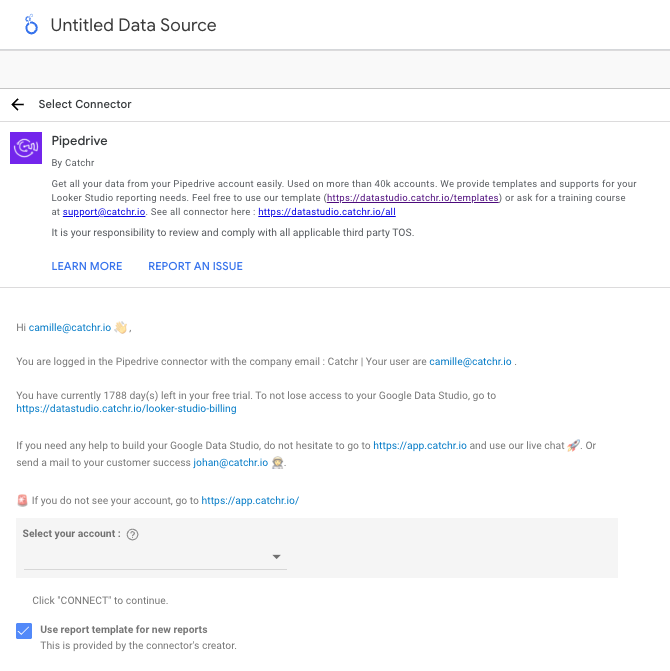 Select Pipedrive account(s)