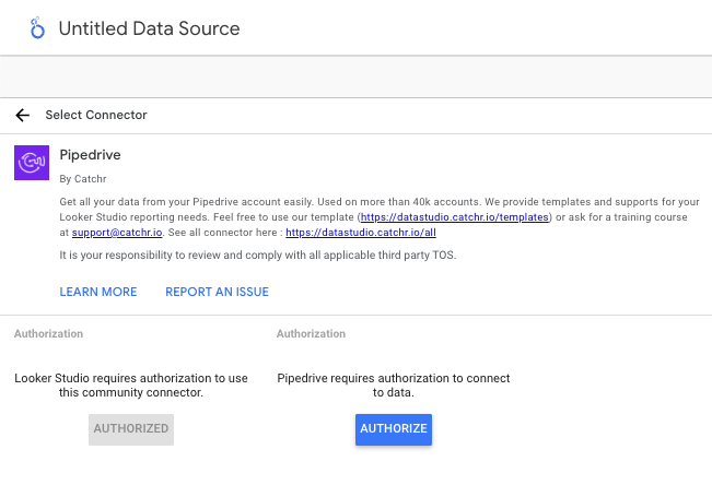 Authorize Catchr and Pipedrive accounts