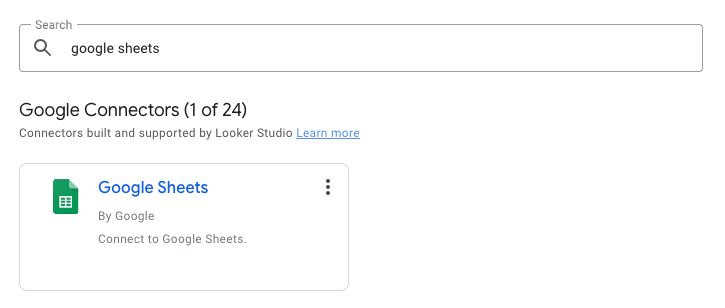 Search Google Sheets connector in Looker Studio