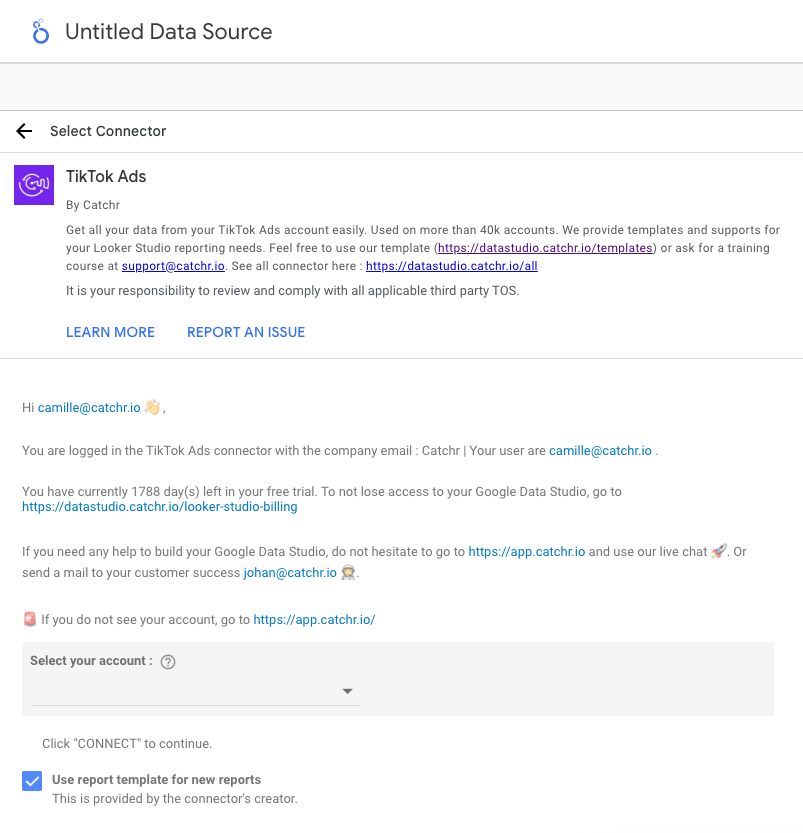 Configure account selection