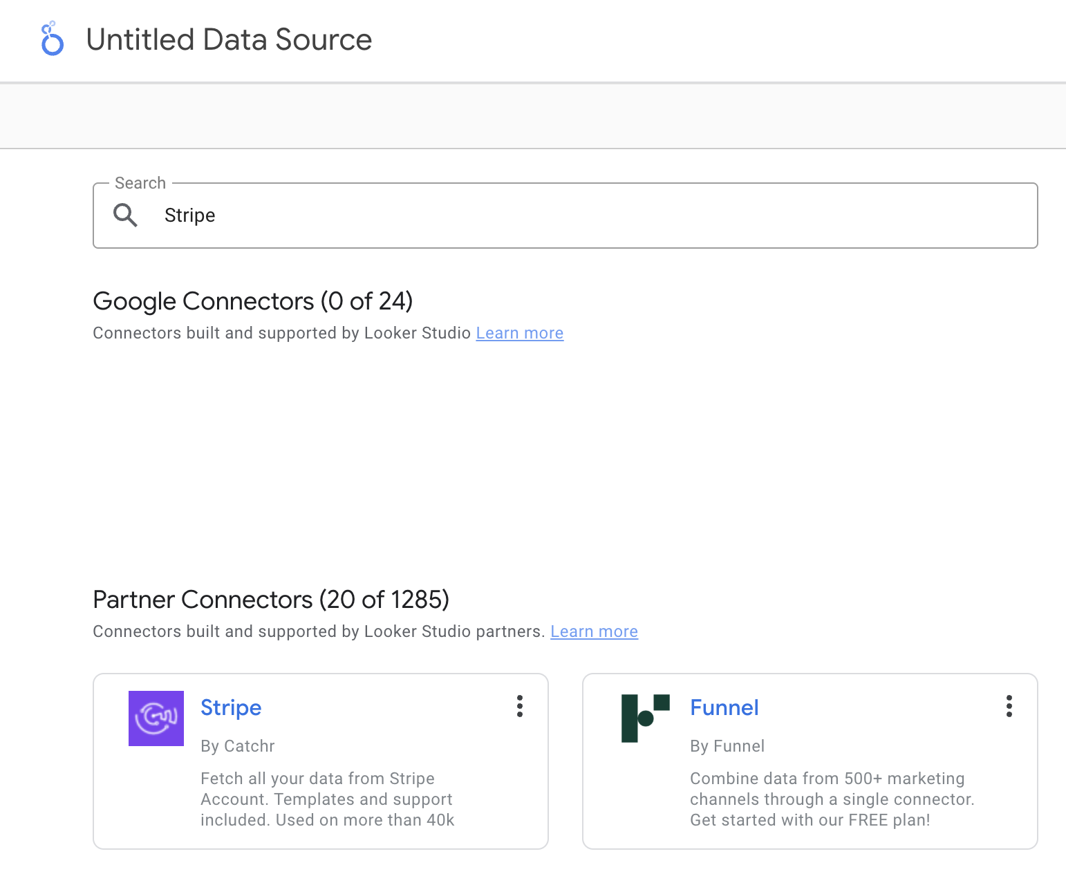 Search for Stripe in Looker Studio