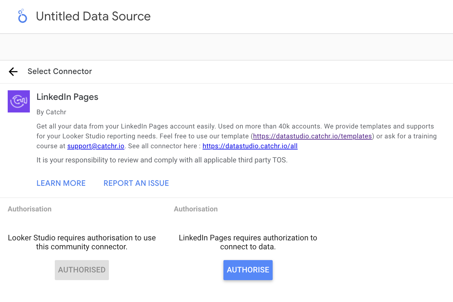 Authorize Catchr and LinkedIn accounts