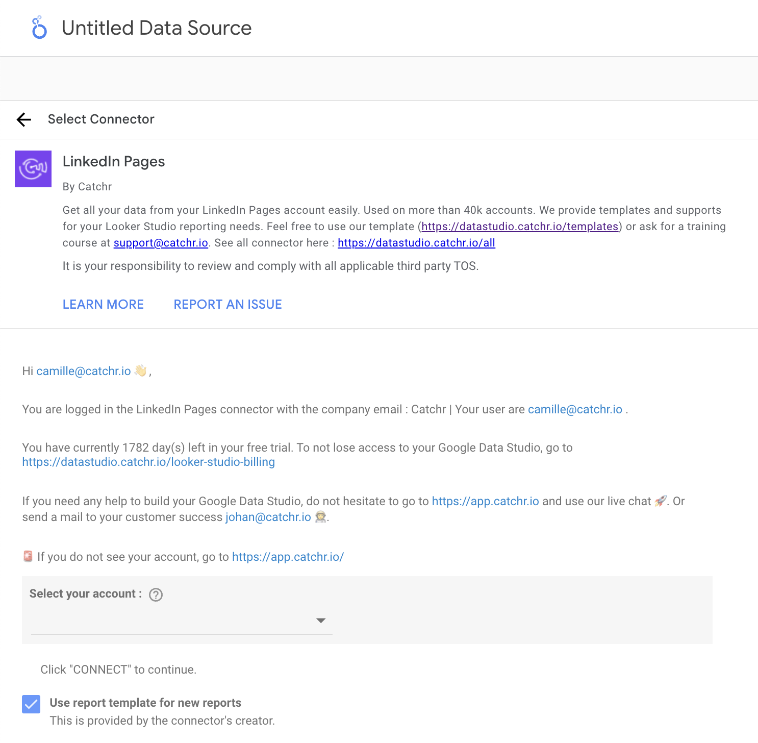 Configure account selection
