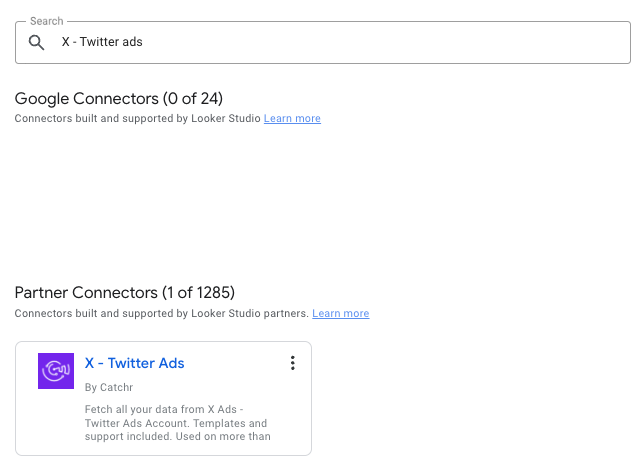Search for X (Twitter) Ads in Looker Studio
