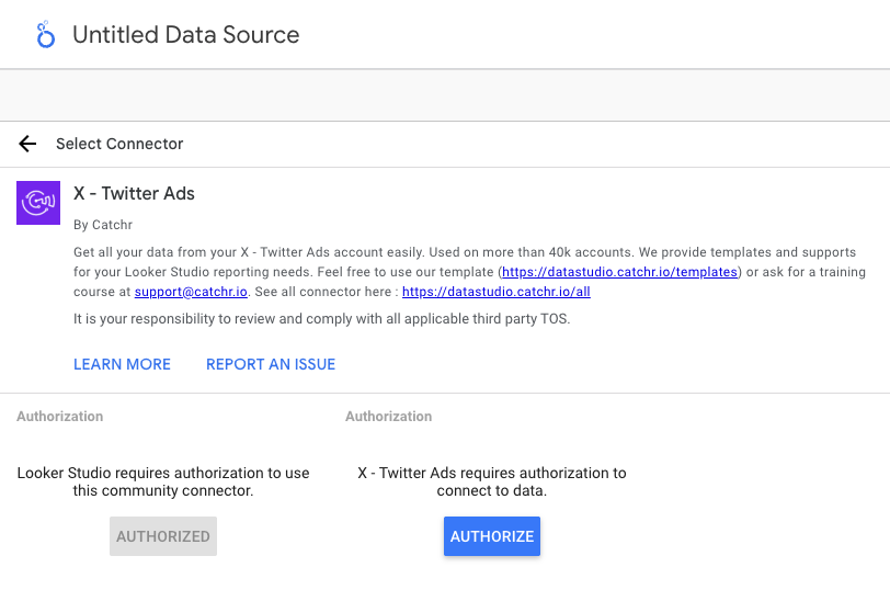 Authorize Catchr and X accounts