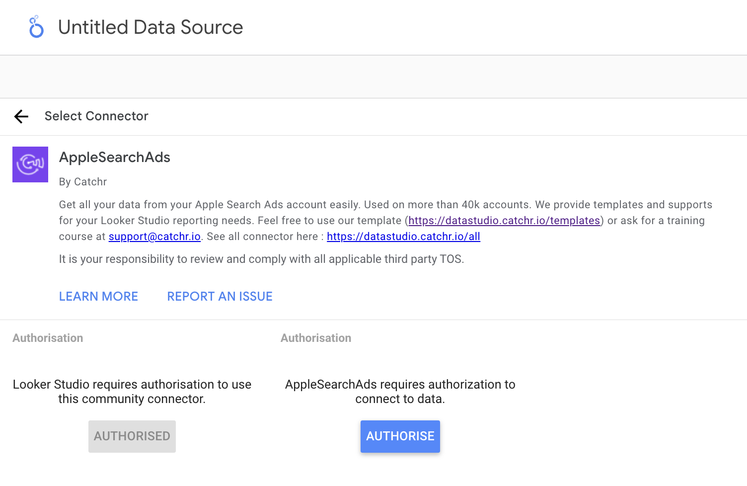 Authorize Catchr and Apple Search Ads accounts