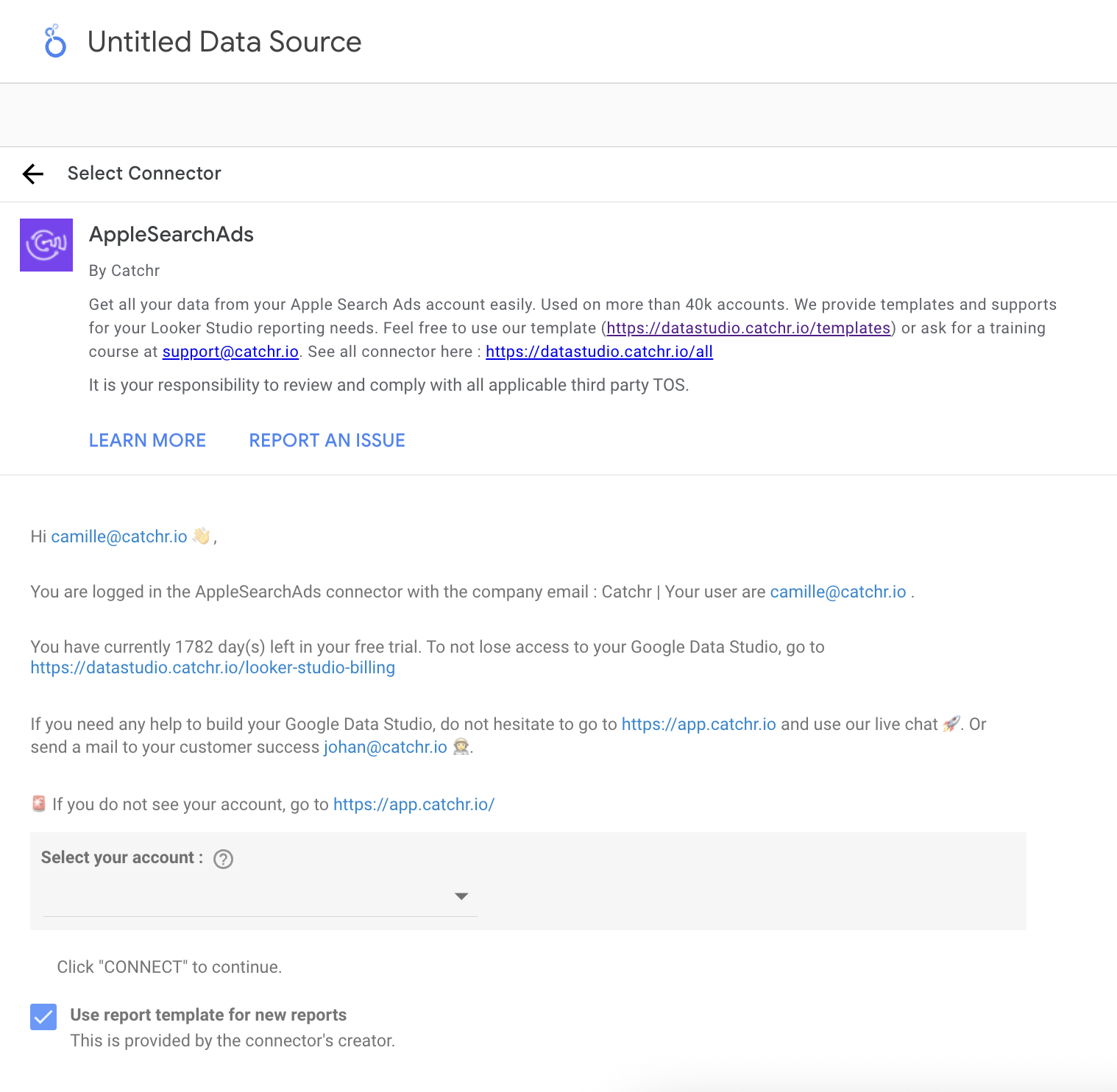 Configure account selection
