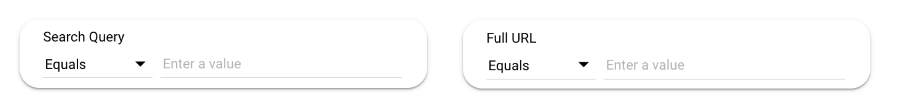 Looker Studio controls for Search Query and Full URL with value input fields