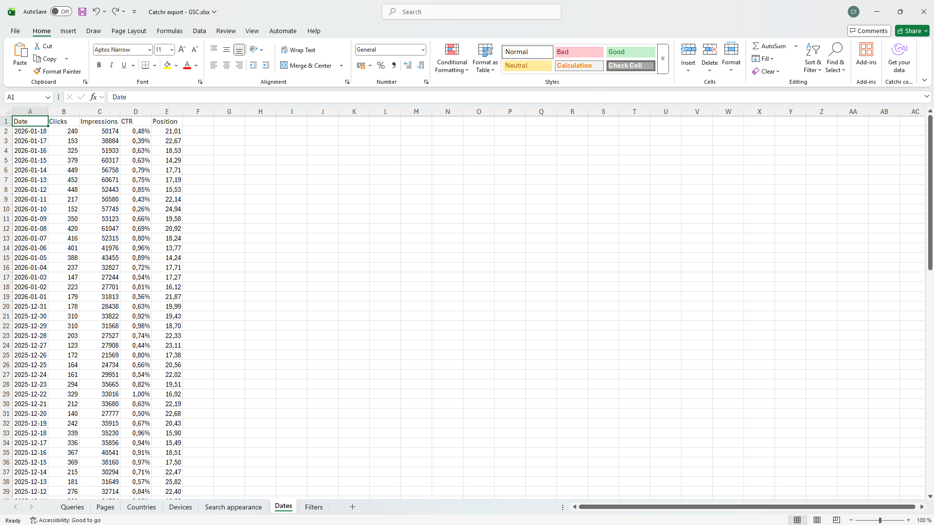 Screenshot of an Excel file containing several well-organized worksheets.
