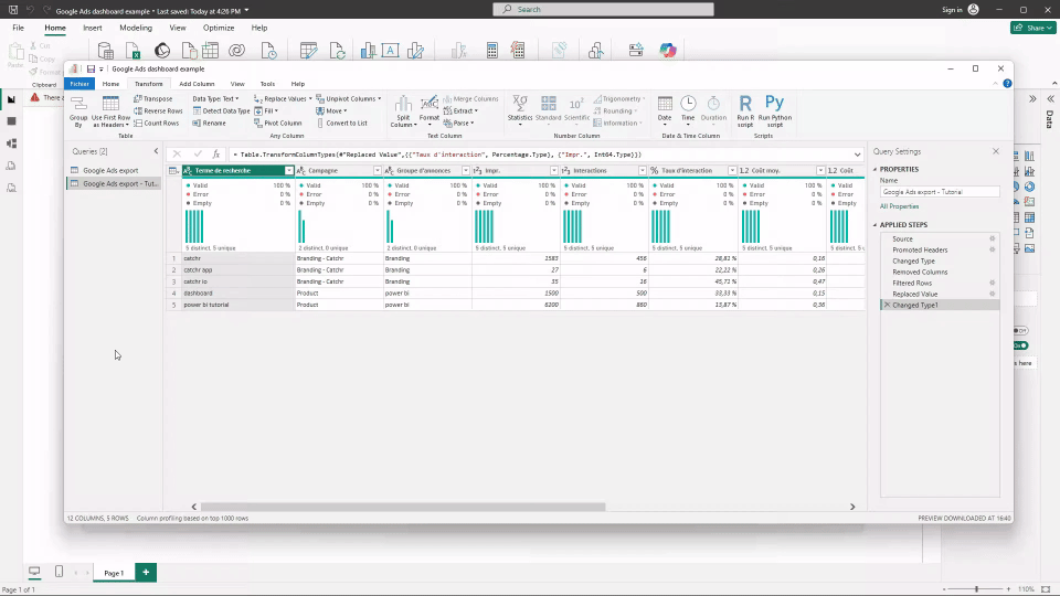 Animated GIF demonstrating how to apply the Unpivot function in Power Query within Power BI.