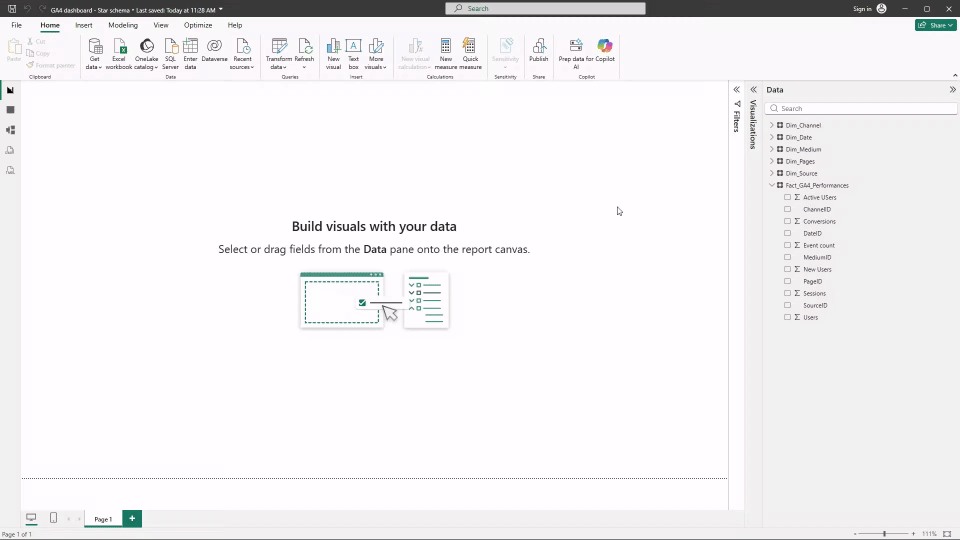 GIF tutorial showing the step-by-step process of creating a DAX measure in Power BI.