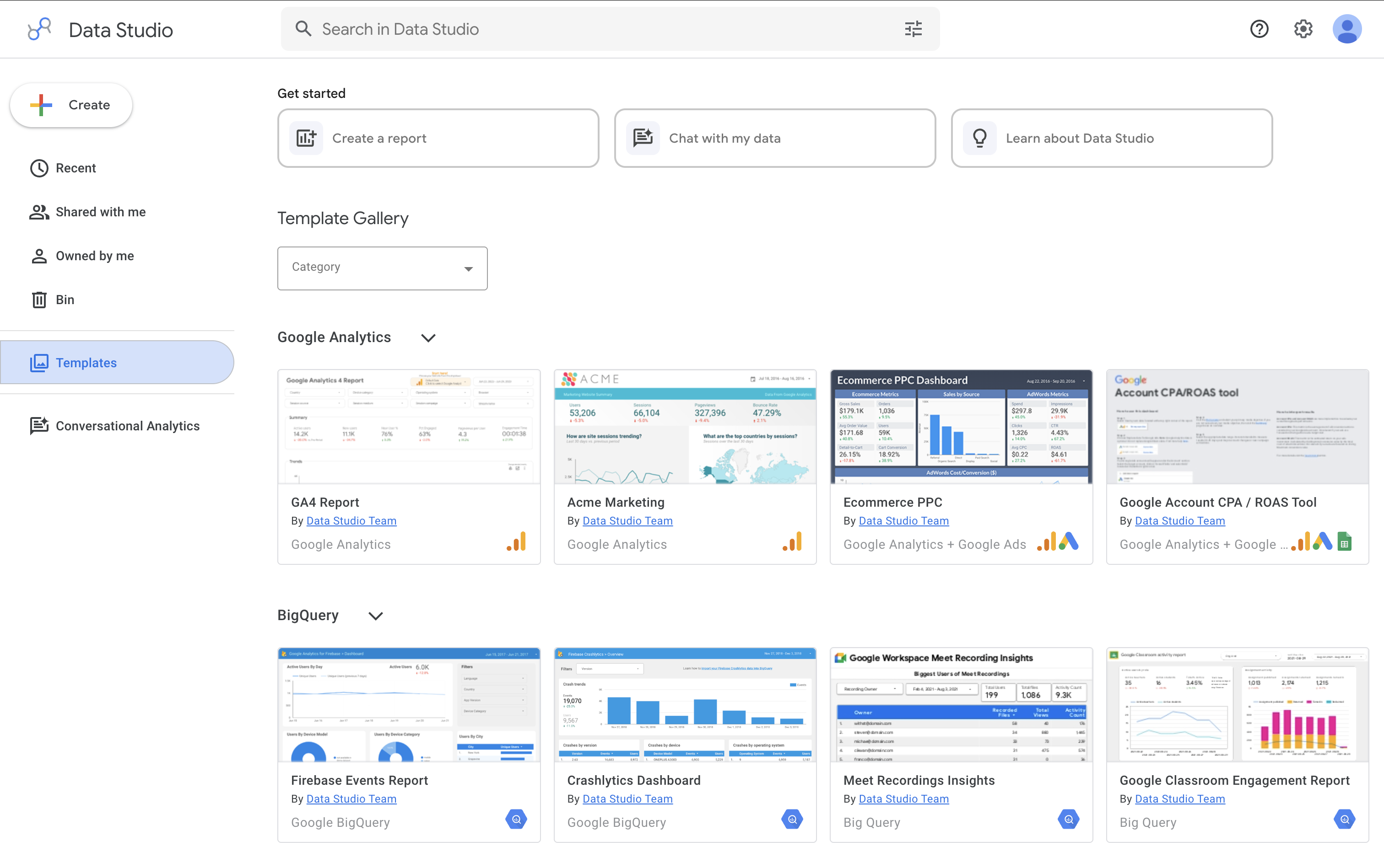 A screenshot of Data Studio (formerly Looker Studio) interface.