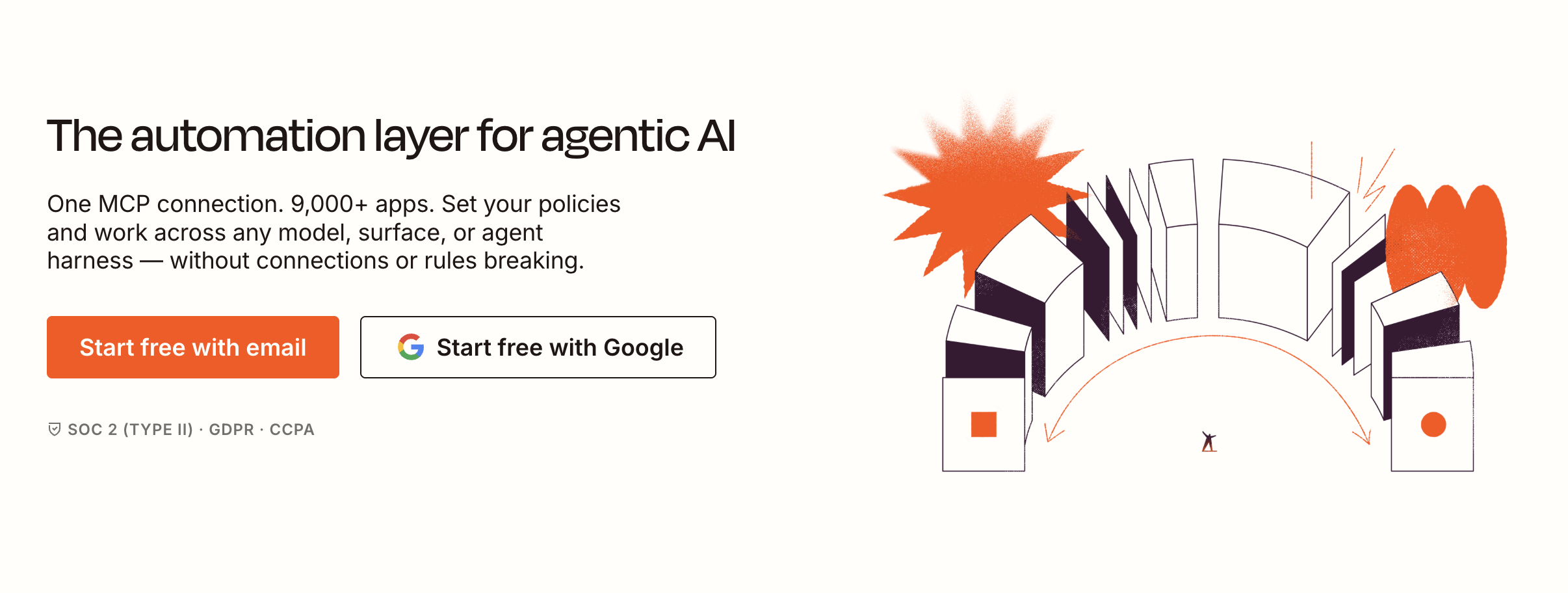 Zapier MCP banner promoting one AI automation connection across more than 9,000 apps.