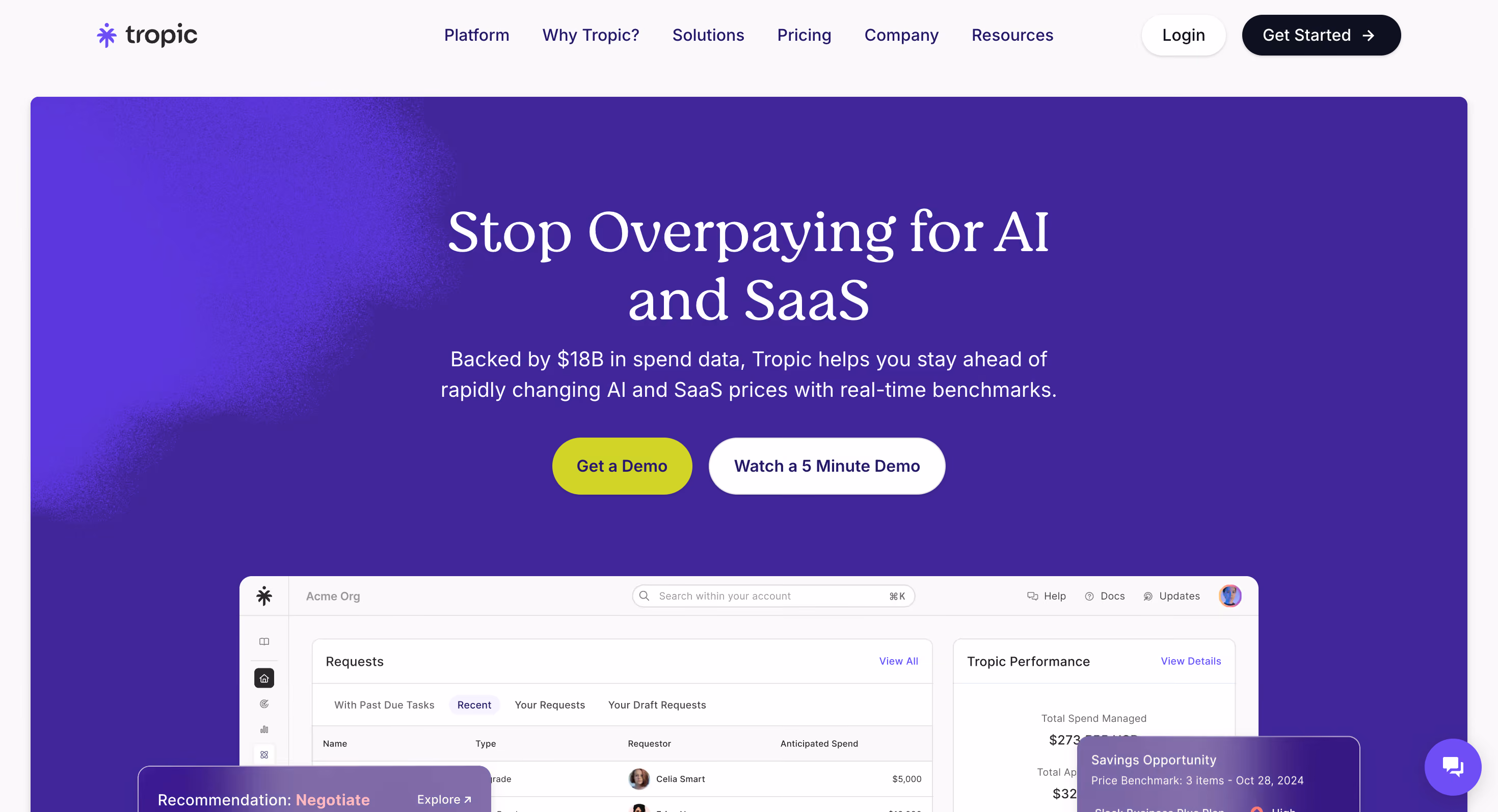 Tropic home page