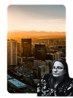 Laura Hammoud profile against the Denver skyline