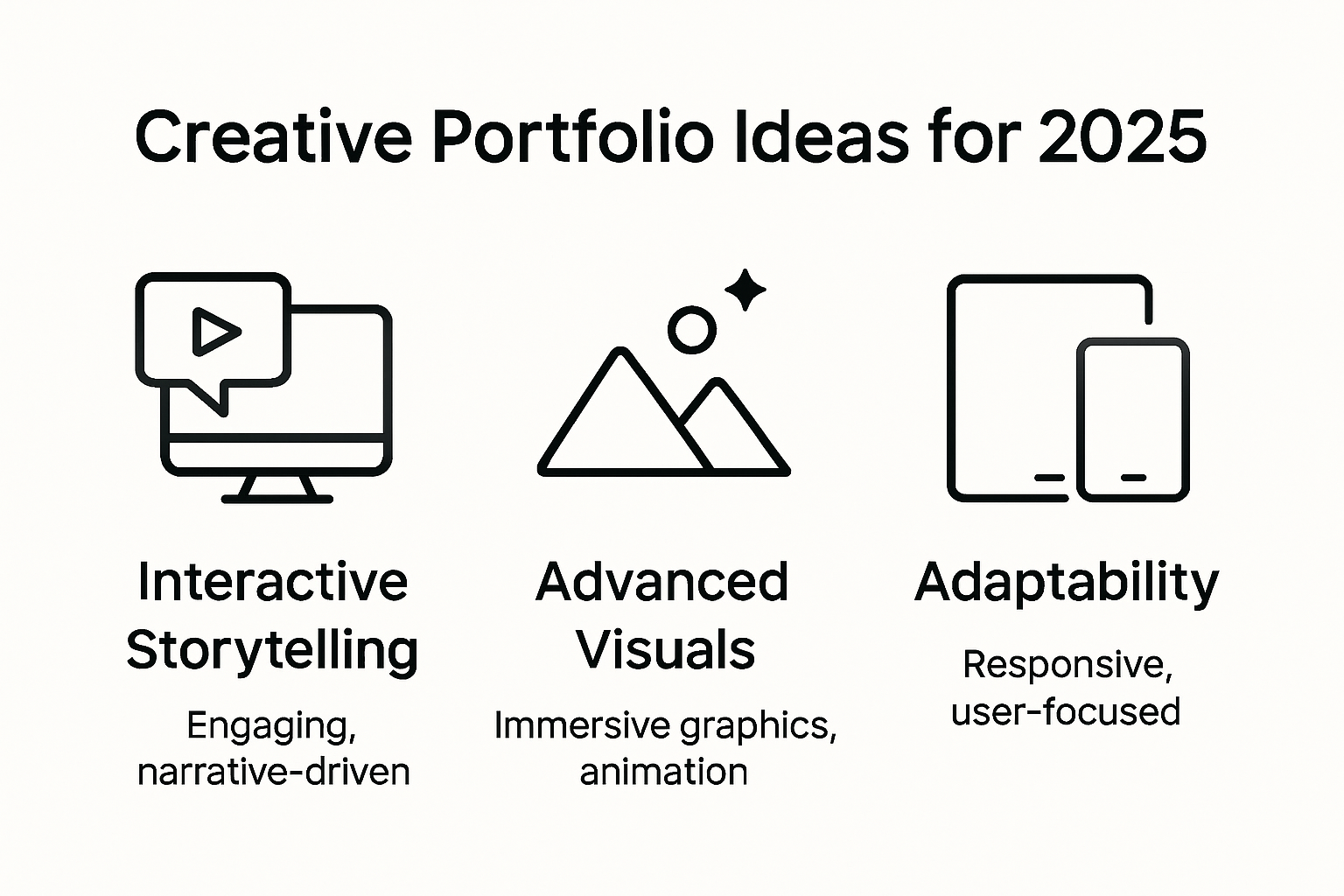 Infographic summarizing creative portfolio homepage ideas and trends
