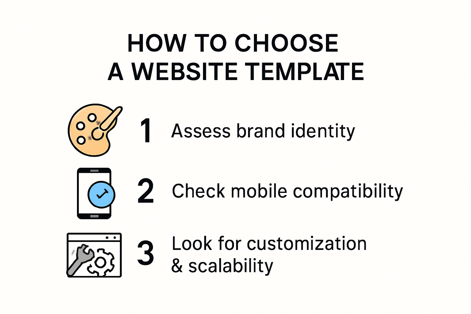 Infographic showing steps to choose a website template