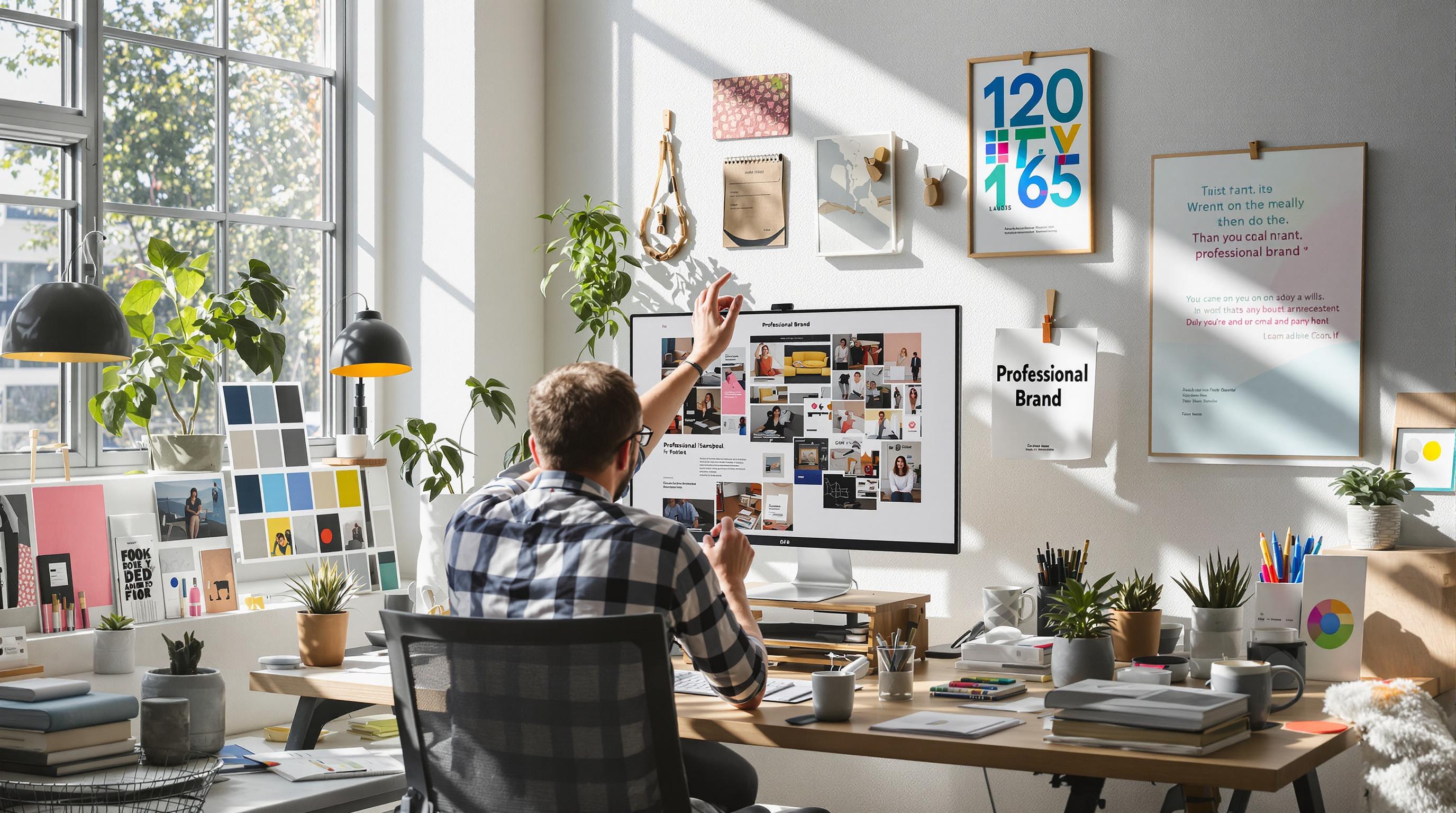 Creative team reviewing personal artist website for branding