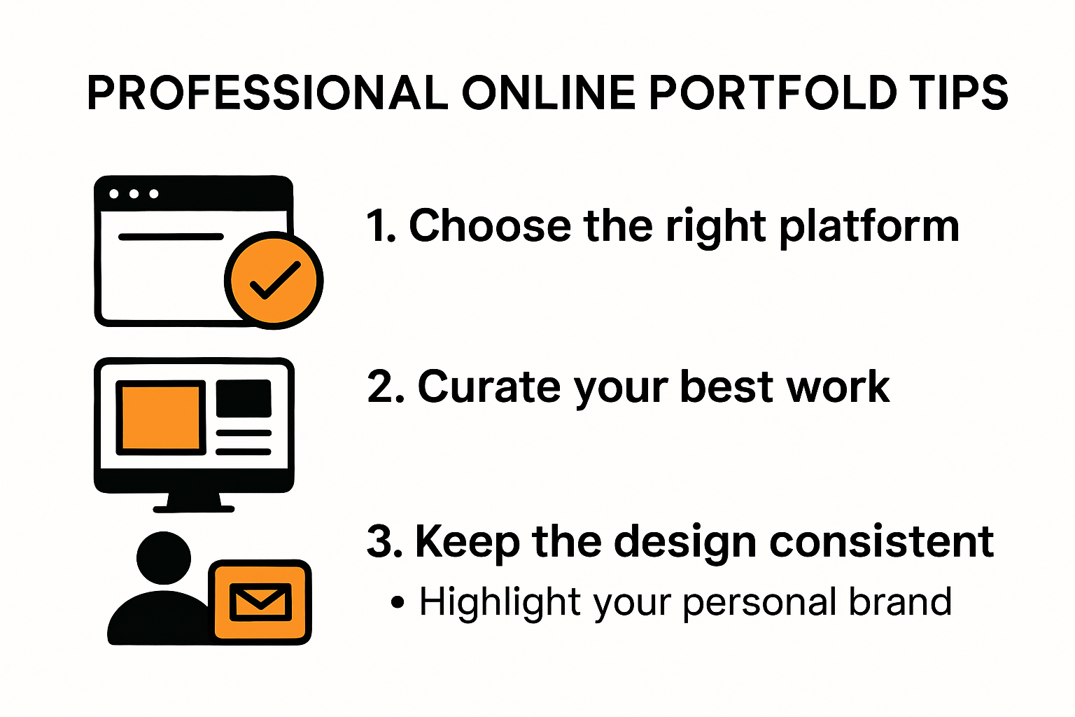 Infographic showing top professional online portfolio tips
