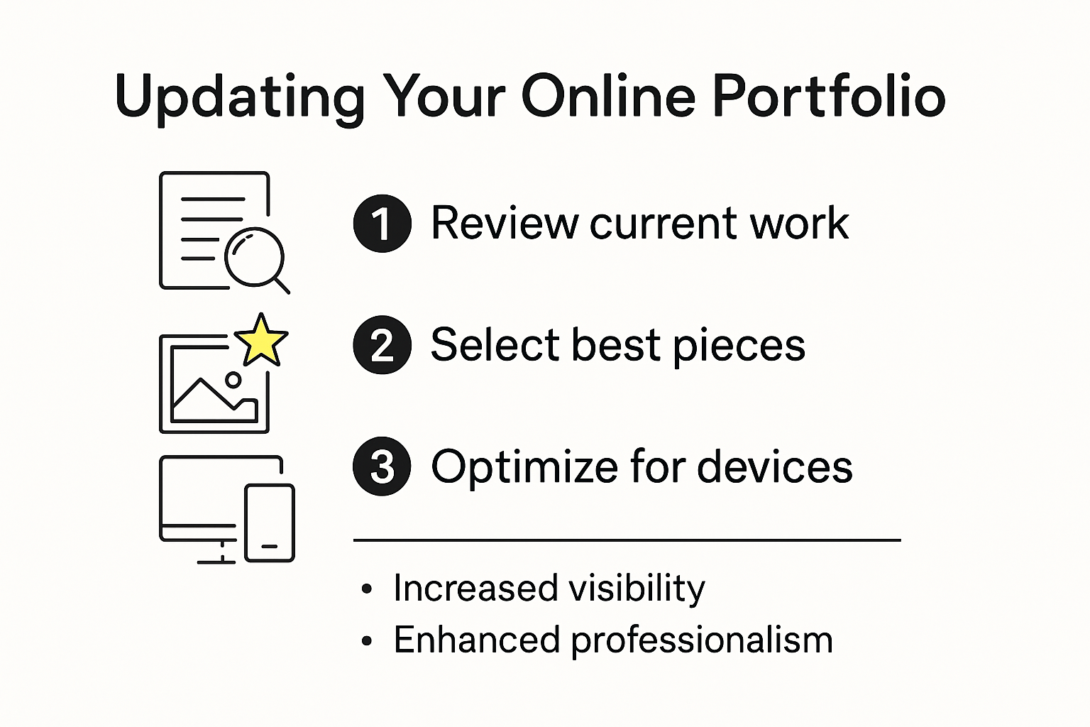 Infographic illustrating steps to update an online portfolio