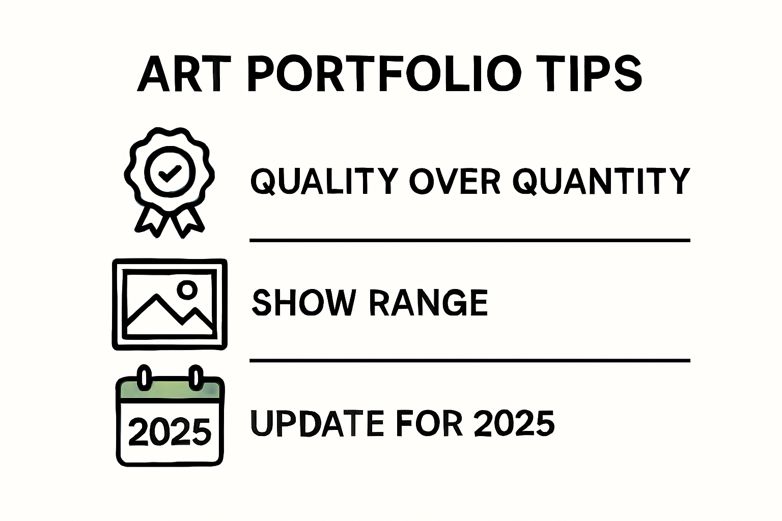 Infographic showing five key art portfolio mistakes and fixes