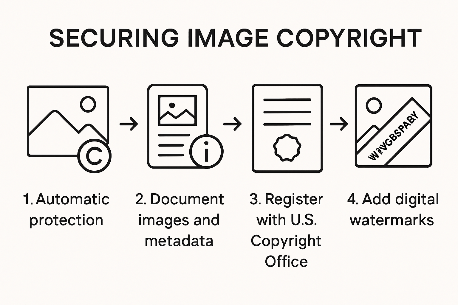 Infographic summarizing steps for image copyright protection