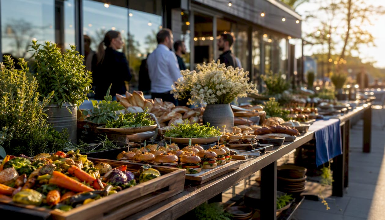 Corporate festive food station setup