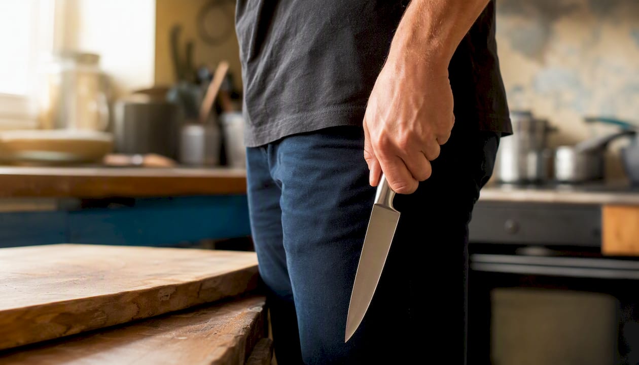 Hands demonstrating knife safety grip