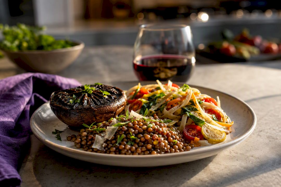 Vegetarian dishes paired with wine