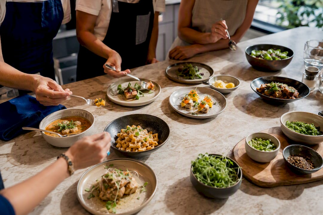 Small dishes prepared for event tasting