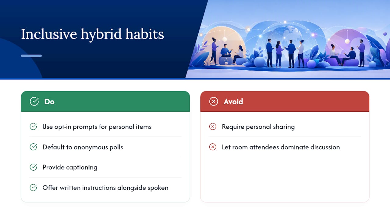 Seven practices for inclusive hybrid events
