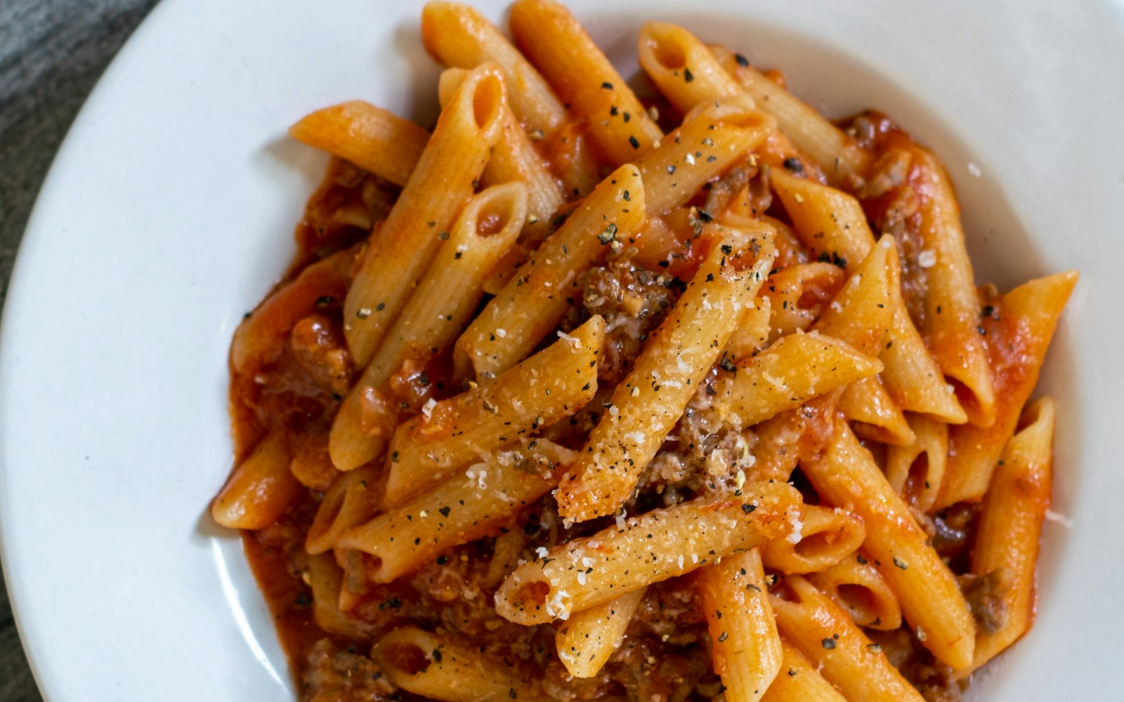 Plate of fresh pasta with tomato sauce made during a cooking class near Palms Los Angeles