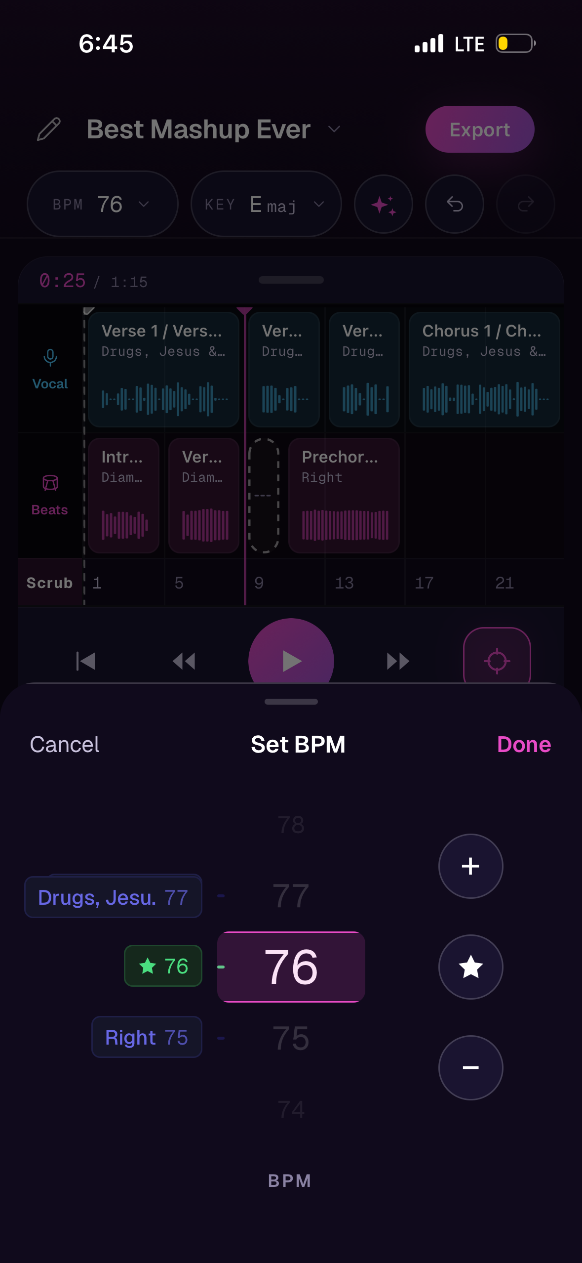 Tuttii key editing panel with recommended key highlighted