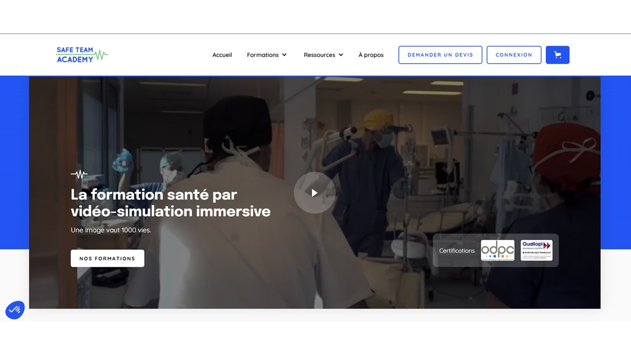 formation simulation clinique hôpitaux website screenshot