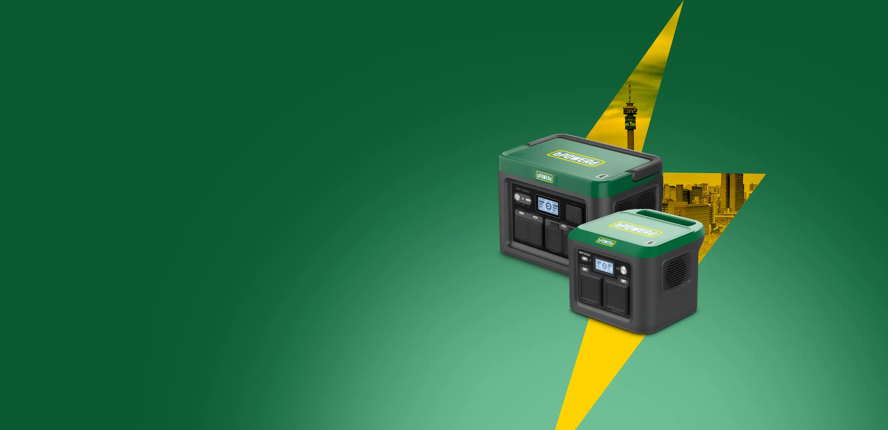 bPOWERd batteries on a graphic lightning bolt