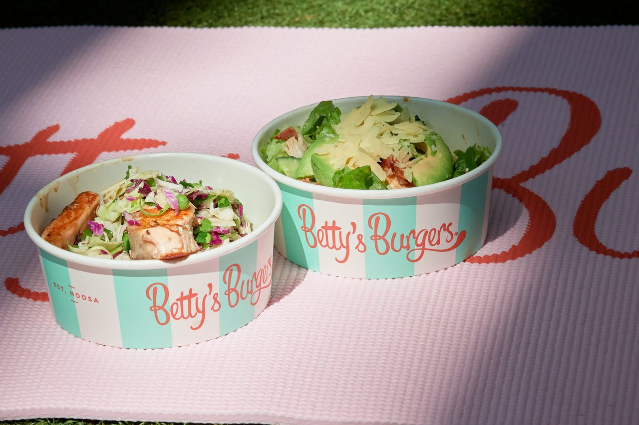 Betty’s Burgers Chicken and Salmon Bowls on a Betty’s mat