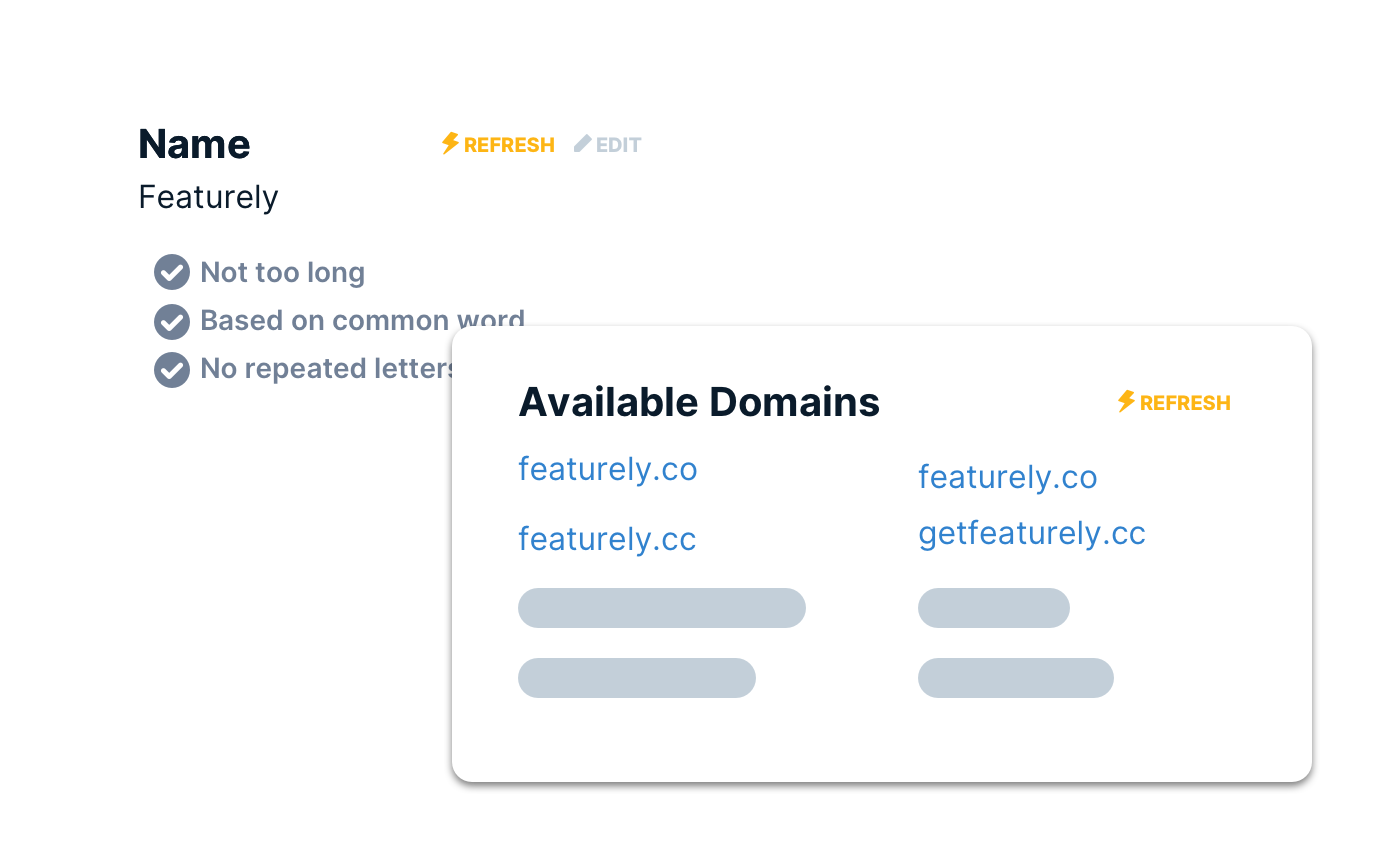 Screenshot of naming feature