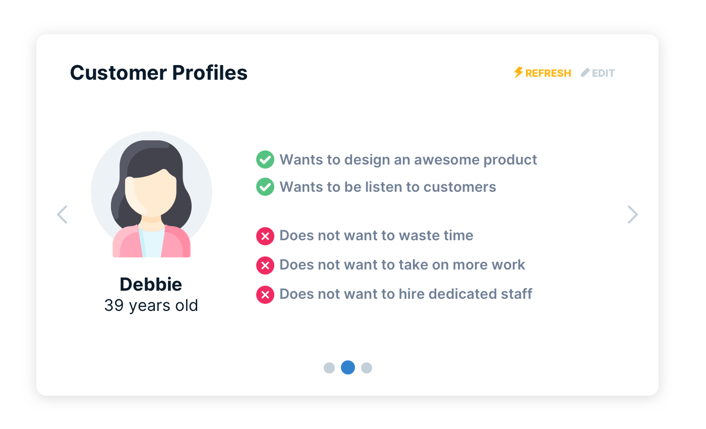 Screenshot of the customer profile feature