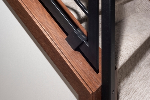 Detail of the bottom of a stair railing