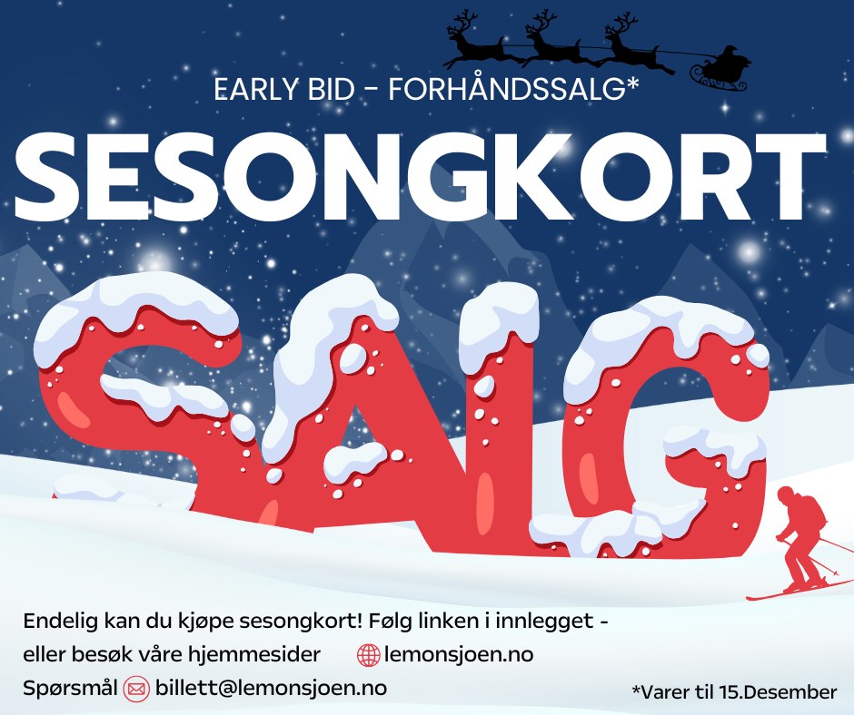 ENDELIG! Nå er sesongkortene i salg!
Løp og kjøp før 15. Desember. 

https://www.lemonsjoen.no