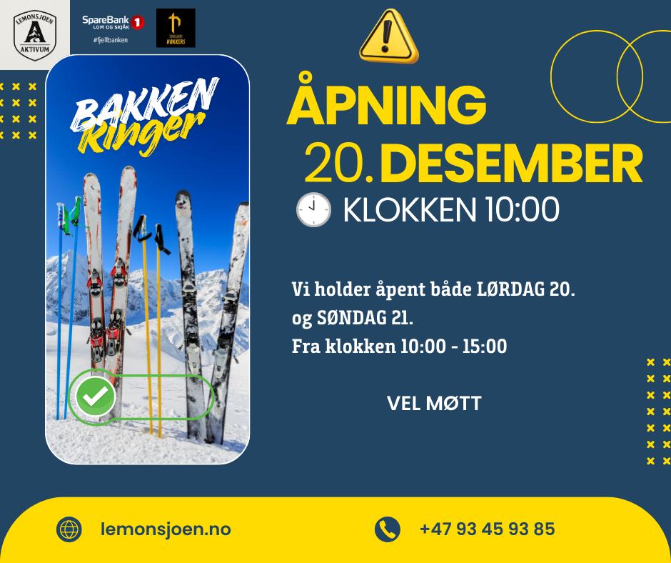 JA! Vi åbner NÆSTE lørdag den 20. december kl. 10:00! Velkommen www.lemonsjoen.no