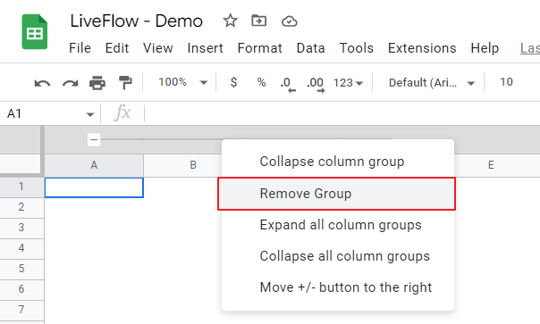 remove an entire group of columns 