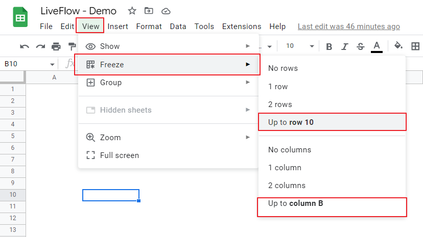 How to lock rows and columns 