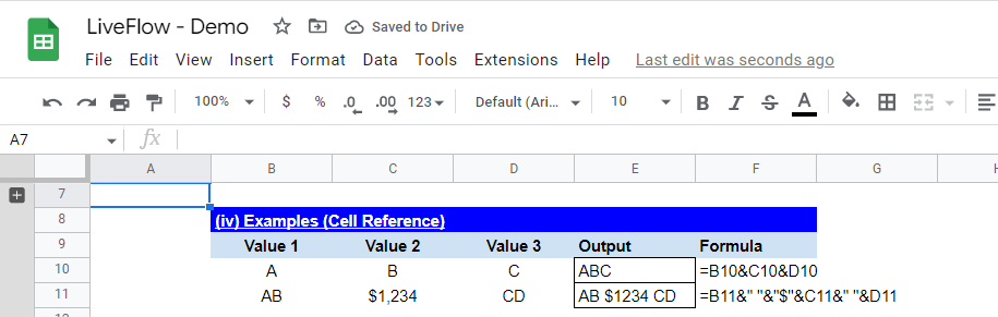 How to combine values in cells