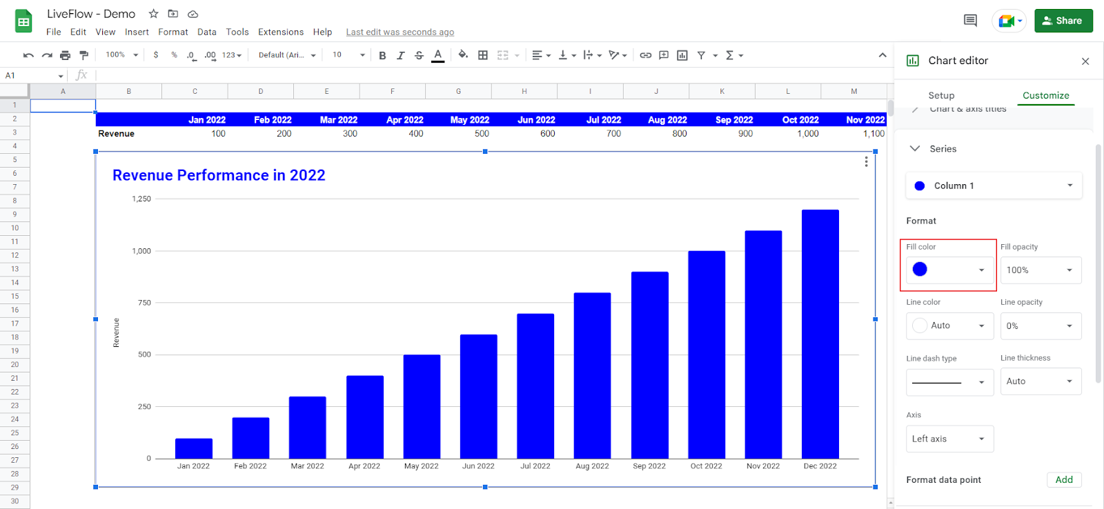 change the color of a column chart