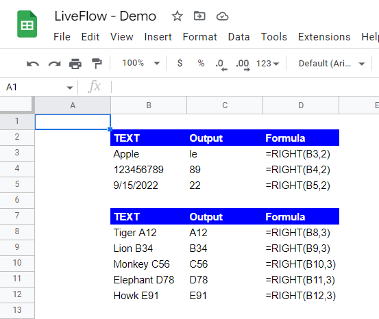 How to insert the RIGHT function 