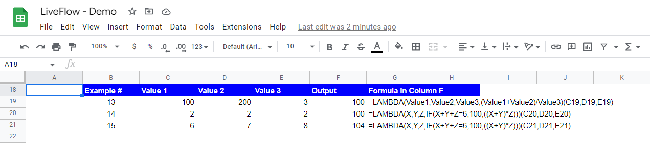 use the LAMBDA with three variables in 