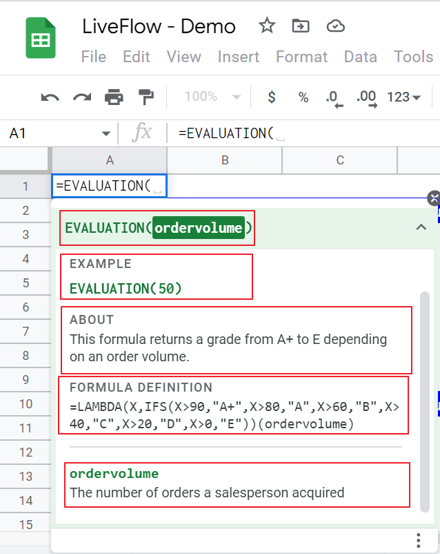 Information about a registered formula